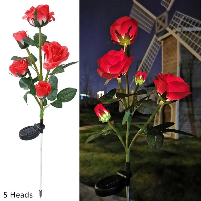 Solar Lights Outdoor Decorative Solar Garden Lights Rose Flower Lawn Lamp for Yard Patio Garden Decor Flowers