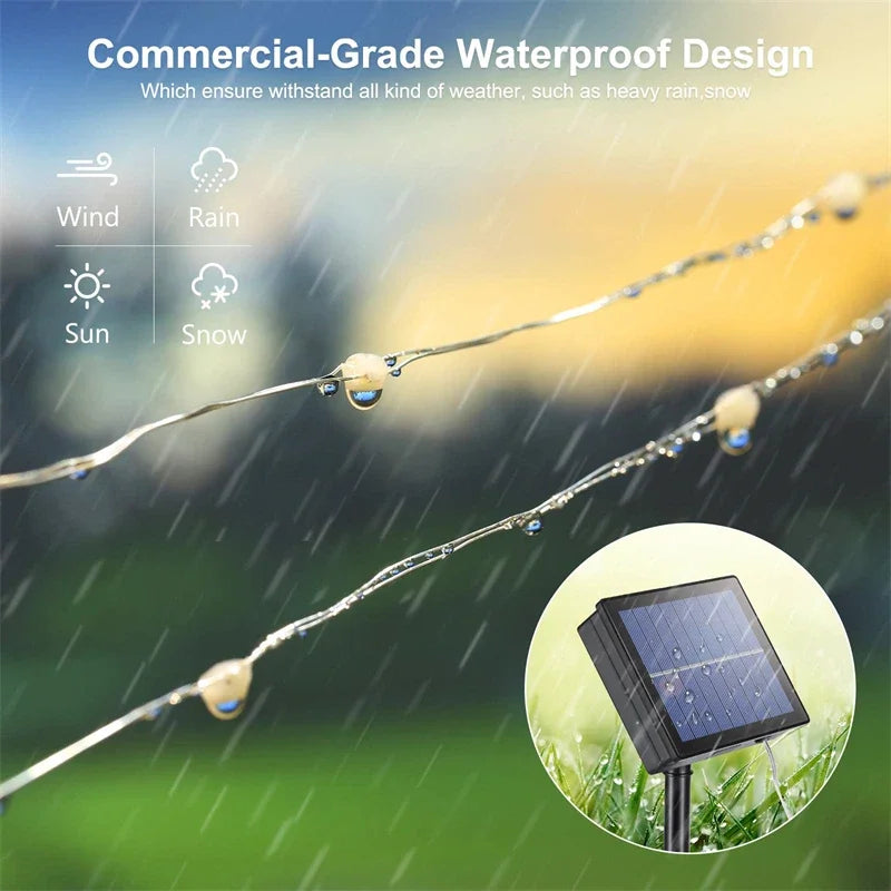 32M Solar String Fairy Lights Christmas Lights Outdoor Waterproof Garland Solar Power Lamp Christmas For Garden Decoration
