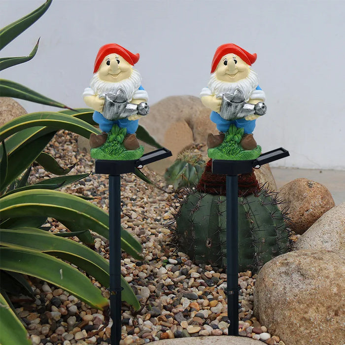 Solar Lamp Watering Dwarf Lamp Resin Crafts Santa Claus Lamp Led Outdoor Lighting Decorative Landscape Lamp Solar Garden Lamp Lawn Lamp for Courtyard Garden Path Lawn Holiday Decoration Christmas