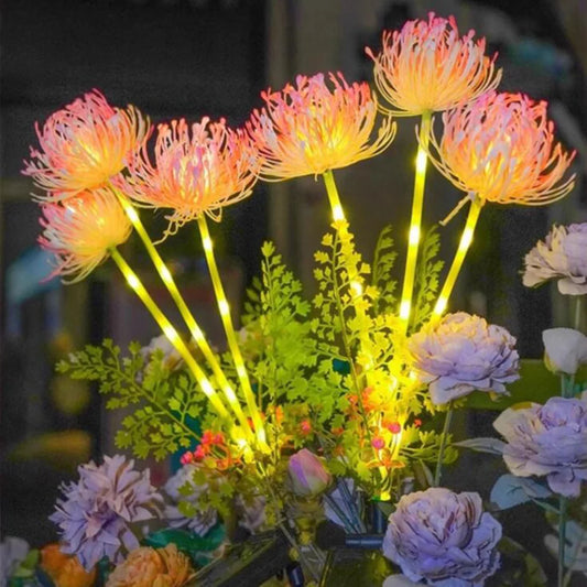 2pcs Solar Garden Lights,  Solar Flowers Lights with Glowing Flowers & Stems Solar Panel Landscape Light LED Solar Stake Lights