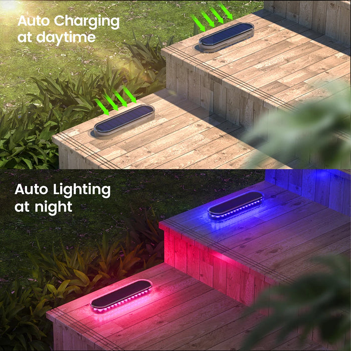 Solar Deck Lights Outdoor Waterproof LED Step Sidewalk Stair Garden Light IP68 Auto On/Off Solar Powered Dock Driveway Lighting