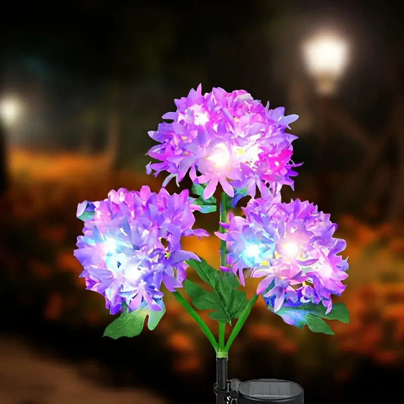 Solar Lights Solar Flowers Lights with 3 Head Hydrangea Flowers Waterproof for Garden Yard Patio Lawn Backyard Pathway Decor