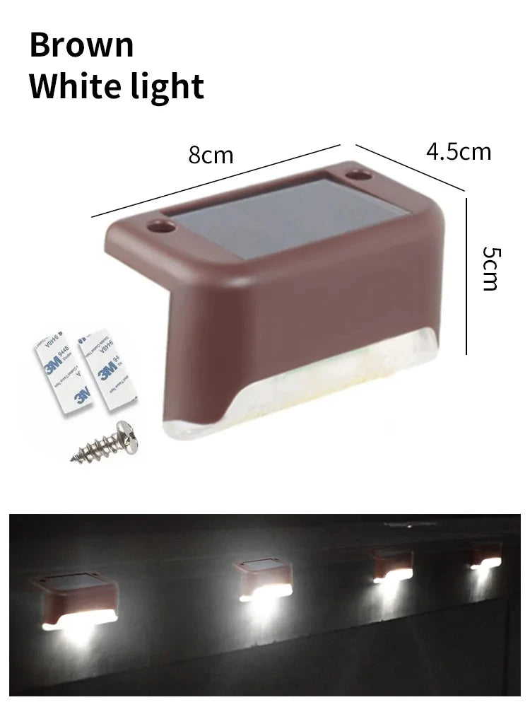 LED Solar Step Lights Outdoor Fence Light Garden Decorative Wall Lamp Waterproof For Courtyard Yard Pathway Railing Lighting