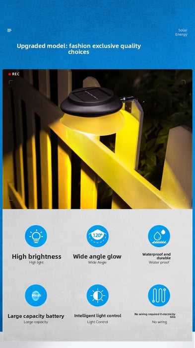 Fence solar lights for home gardens, outdoor courtyards, fence walls, decorative LED outdoor wall lights