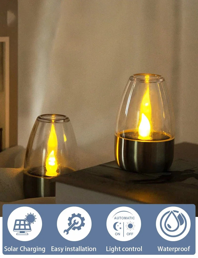 Solar Light Outdoor Terrace LED Steel Candle Light Lawn Deck Halloween Decoration Night Light Waterproof Garden Solar Light