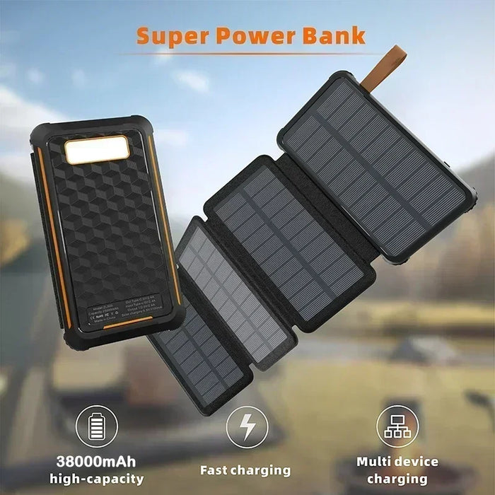 Solar Power Bank Waterproof Outdoor Camping Portable Folding Solar Panels 5V 2A USB Output Sun Power For Phone Real capacity