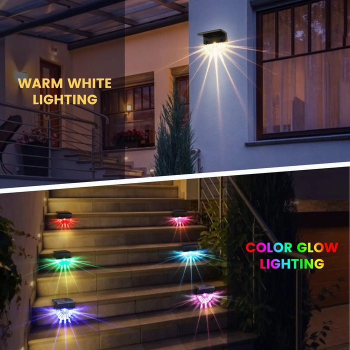 Solar Fence Lights Outdoor Waterproof Color Glow And Warm White Acrylic Led Powered Deck Post Cap Patio Yard Decorative Lamp