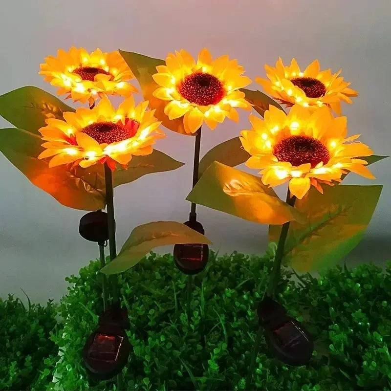 Solar Lights Outdoor Simulated Sunflower Fairy LED Lawn Lamp Garden Courtyard Ground Light Wedding Christmas Home Decoration