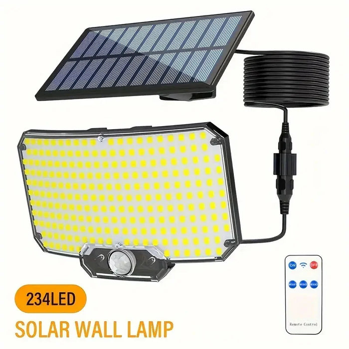Solar Security Lights 210 LED 3 Head Motion Sensor Flood Light w/ Remote Waterproof 270° Wall Light with 3 Modes for Garage Yard
