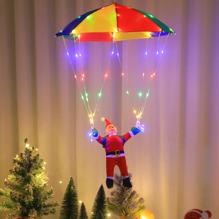 Parachute Santa Claus Christmas Yard Eaves Hanging Decorative Lights Leather String Lights Christmas Skydiving Light String