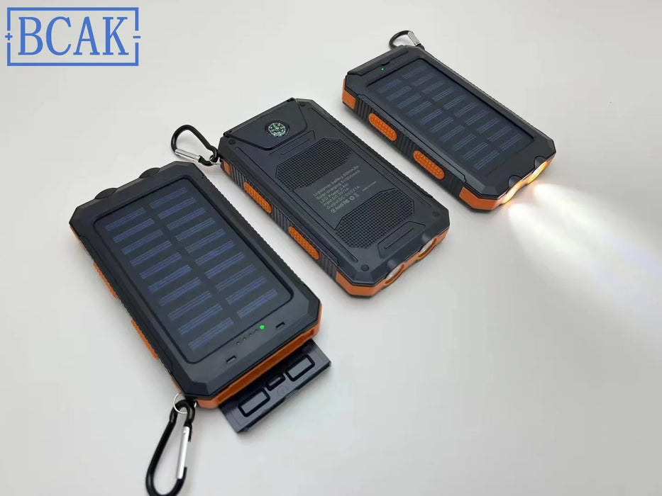 Hot New Style 200000mAh  Large Capacity Solar Power Bank New Portable With Lanyard Compass External Battery Outdoor Camping Char