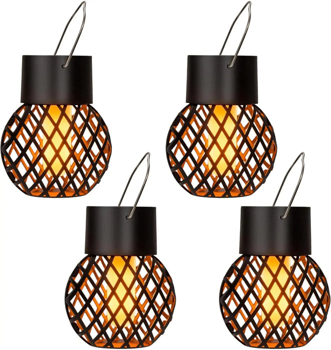 Solar LED Outdoor Flame Effect Hanging Lantern Out Waterproof Garden Decoration Lamp Solar Fairy Light For Patio Garden Yard