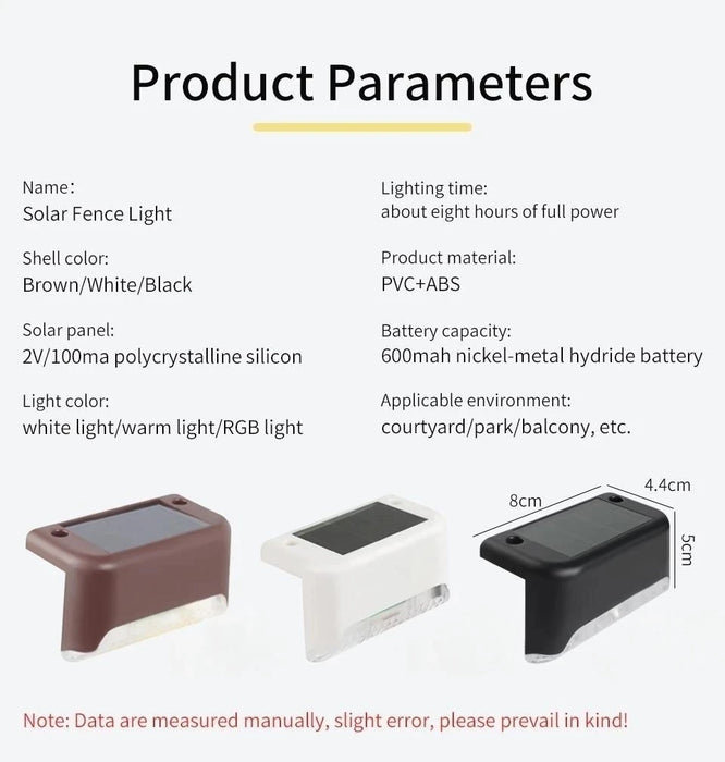 Solar Deck Lights 1-6 PacK Outdoor Step Lights Waterproof Led Solar Lamp For Stairs Railing Step Fence Yard Patio and Pathway