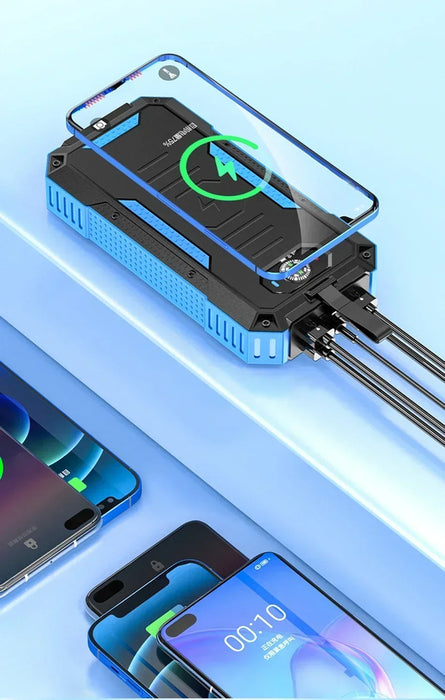 Solar panels Power bank Wireless charging solar phone charger 99000mAh with Camping Lamp Mobile Phone Charger USB Power bank