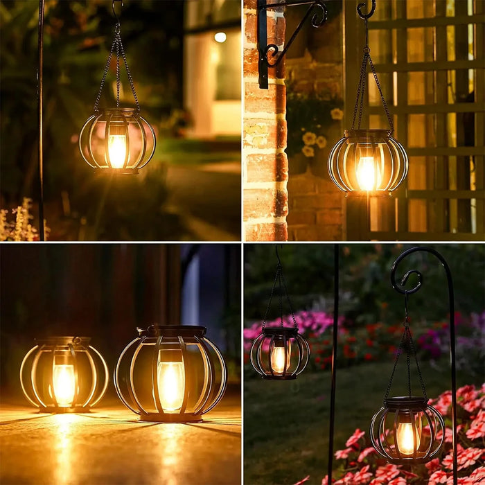 Solar Lantern Led Light Garden Lights Outdoor Waterproof Lamp Auto On/off Sensor Warm White Hollow Decoration Landscape Iron-art