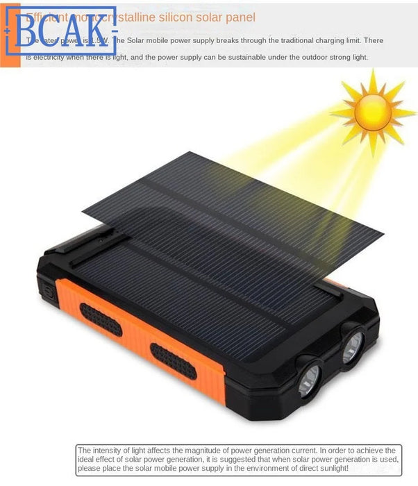 Hot New Style 200000mAh  Large Capacity Solar Power Bank New Portable With Lanyard Compass External Battery Outdoor Camping Char