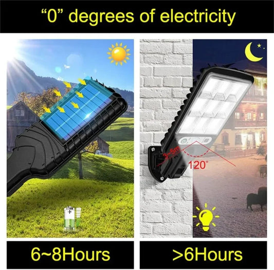 Solar Street Light Outdoor 3 Modes PIR Motion Sensor IP65 Waterproof Dusk To Dawn Suitable for Gardens Courtyards Lanes