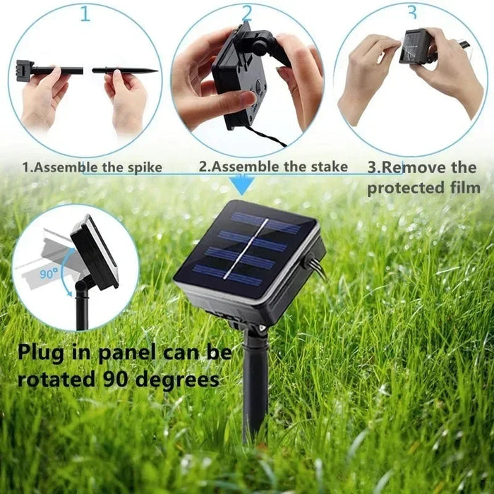 Solar Light String Festoon LED Round Ball Outdoor Garden Solar Garland Lamp for Wedding Party Camping Balcony Holiday Decoration