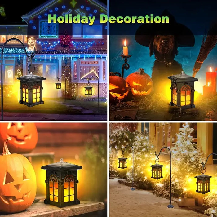 2pcs/4pcs Mini Solar Lantern, Solar Outdoor Lights With Flickering Flame Outdoor Lighting Halloween Decorations, Mini Solar Powe