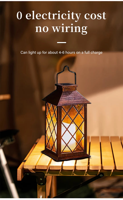 New Solar Palace Lantern Outdoor Solar Lights Lawn Landscape Hanging Atmosphere Candle Lamp Waterproof Floor Yard Garden Decor