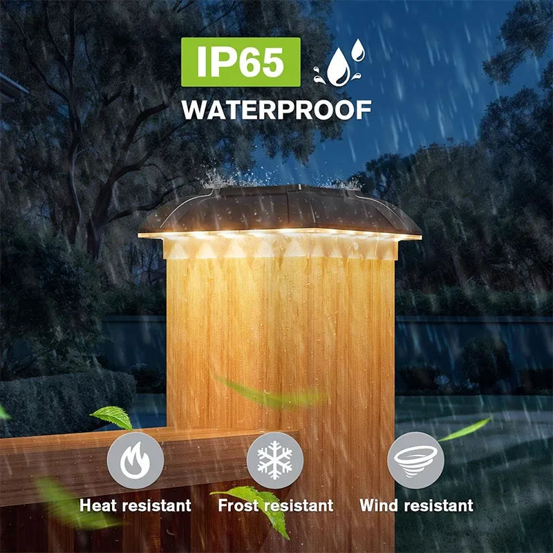 1/4 PCS LED Solar Fence Light Outdoor Waterproof Solar Light Garden Yard Fence Column Decorative Lighting for 4 Inch Wood Posts