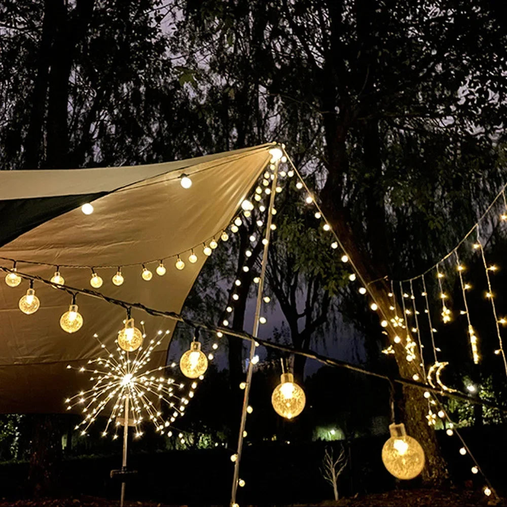 LED Solar Light String Outdoor Waterproof Christmas Decoration 200led Crystal Ball Camping Fairy Garland Garden Party Lamp