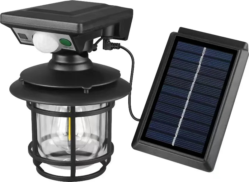 Retro Solar Motion Induction Wall Lamp Outdoor Waterproof 3 Lighting Modes Decoration Wall Light for Courtyard Garage Garden ﻿