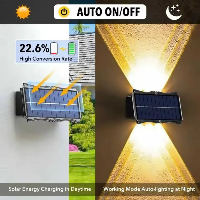 Solar Wall Lamp Outdoor Waterproof Solar Powered Light UP and Down Illuminate Home Garden Yard Decoration Outside Sunlights