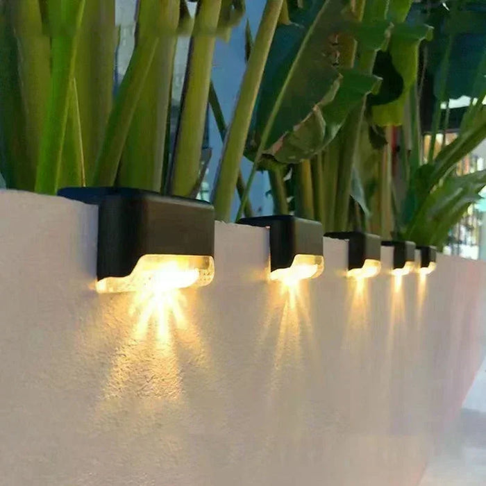 4 Pack Solar Wall Lights for Deck Step Railing Patio Stair Yard Garden Decoration Solar LED Light Outdoor Holiday Lighting