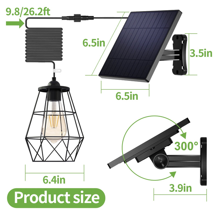 Solar Shed Lights Outdoor Indoor, Led Dusk to Dawn Battery Powered Pendant Lights, Waterproof Solar Hanging lamp for Gazebo Barn