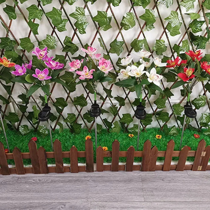 Solar Simulation Orchid Flower Lights Outdoor Lamp for Patio Lawn Garden Holiday Wedding Party Decoration Flower