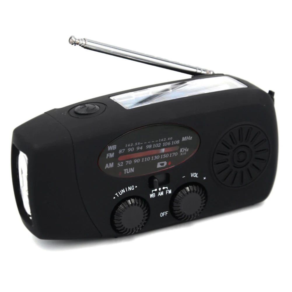 AM/FM/WB/NOAA Emergency Radio Hand Crank Solar Powered Radio Multifunction Weather Radio with BT Flashlight SOS for Outdoor