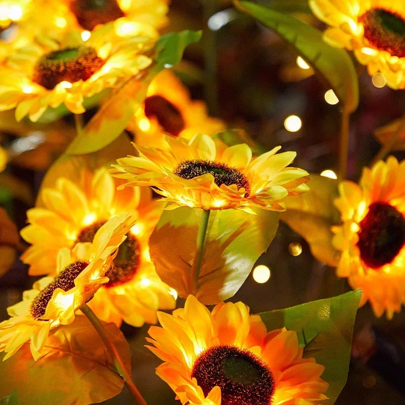 Solar Sunflower Lawn Light Outdoor Garden Decorative LED Lights Landscape Porch Summer Decoration Light Sensor Auto Brightness