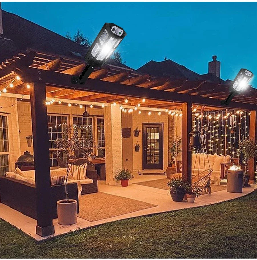LED Solar Street Light Outdoor Waterproof Motion Sensor Remote Control Lights 3 Mode Courtyard Porch Decorative Wall Lamp