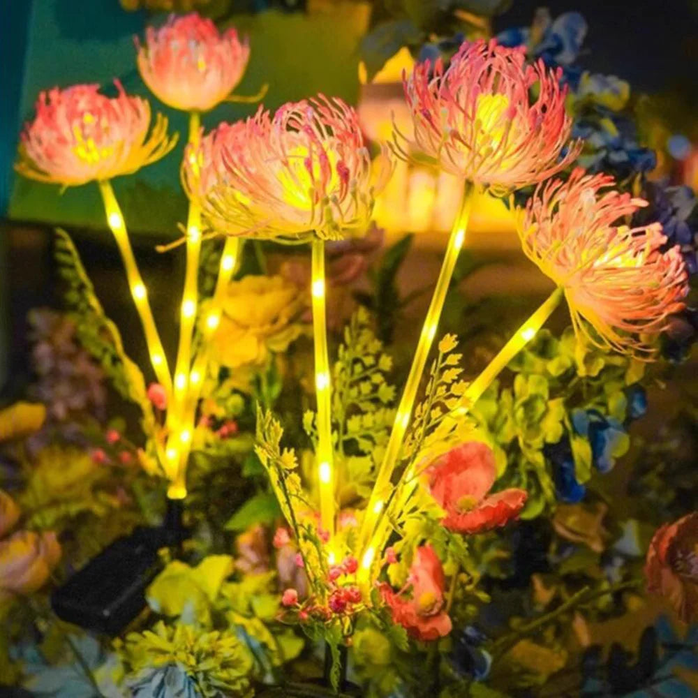 2pcs Solar Garden Lights,  Solar Flowers Lights with Glowing Flowers & Stems Solar Panel Landscape Light LED Solar Stake Lights