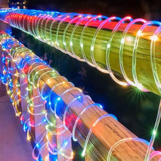 5/10/20M Solar Flower Wreath Tube Rope Light Fairy LED Light String Wedding Outdoor Garden Fence Landscape Lighting