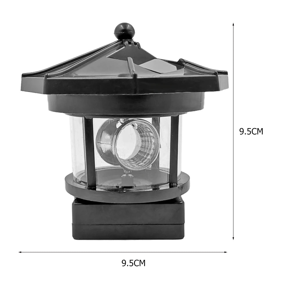 Lighthouse Shape Solar LED Light Garden Fence Yard Outdoor Decor Beacon Lamp Smart Sensor Beacon Rotating Beam Lamp Garden Decor
