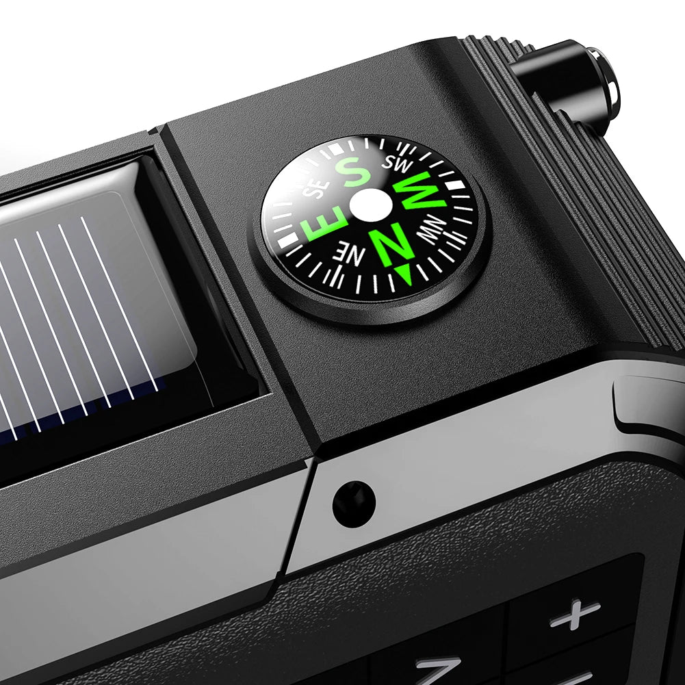 AM/FM/WB/NOAA Emergency Radio Hand Crank Solar Powered Radio Multifunction Weather Radio with BT Flashlight SOS for Outdoor