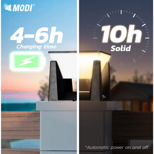 Square Solar Post Light IP65 Waterproof | 3-Color Modes (Yellow/White/Warm) | Outdoor LED Lamp for Garden Yard Pathway Lighting
