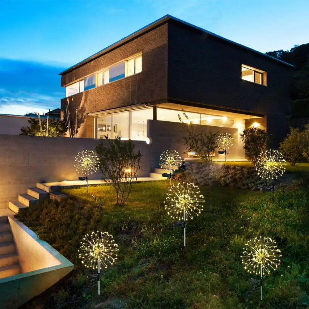 LED Solar Firework Lights Garden Decoration Fairy Lights Waterproof Outdoor Dandelion Lawn Lamp for Garden Landscape Lawn Decor