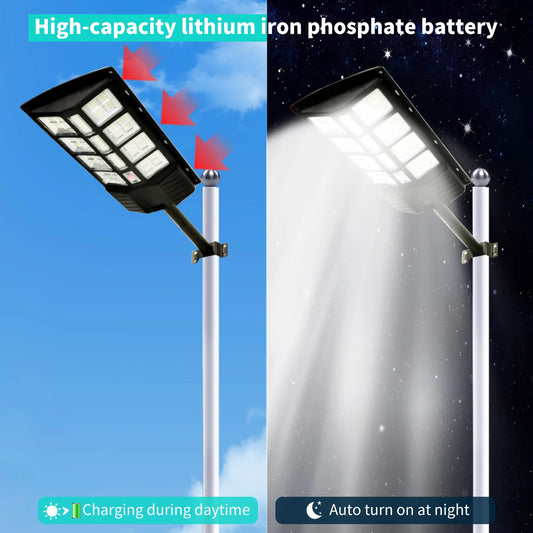 2025 New Solar Street Light 300W Waterproof IP65 Outdoor Motion Sensor LED Lamp with Remote Control for Garden Yard Pathway