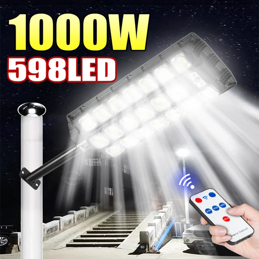 Powerful Solar Lights Outdoor 12000LM 598LED Motion Sensor Street Light 3Modes Waterproof IPX65 Garden Lamp With Remote Control