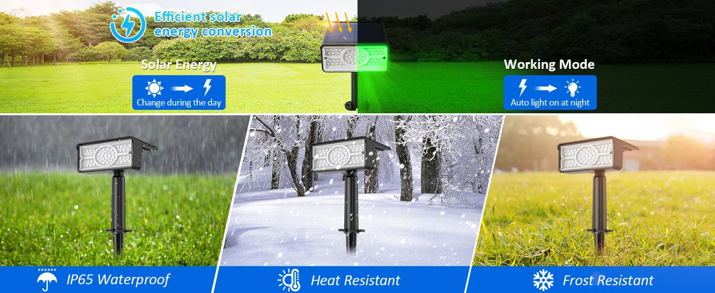 4pcs Solar Spotlight Outdoor Garden Wall Lamp for Tree Street Decor IP65 Waterproof LED Green Landscape Countyard Solar Light