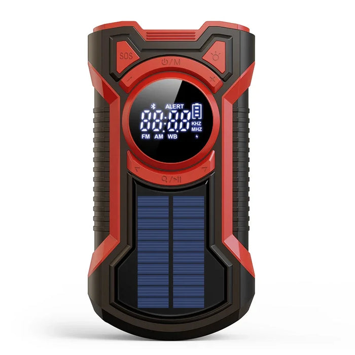 Solar Emergency Weather Radio Waterproof Hand Crank Weather Alert Radio 5000mAh Bluetooth-Compatible5.3 LED Flashlight SOS Alarm