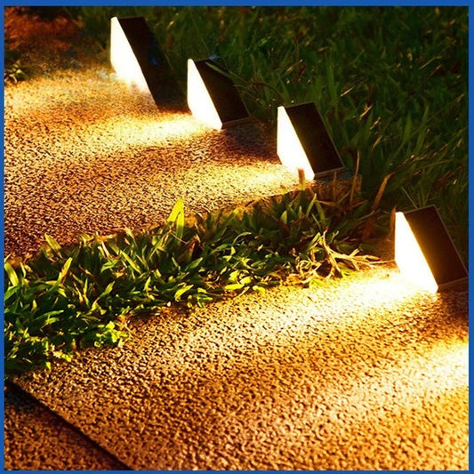 Outdoor Solar Step Lamp Two-Tone Triangle LED Waterproof Auto-On Deck Lantern for Patio Yard Driveway Porch Decorative Lighting