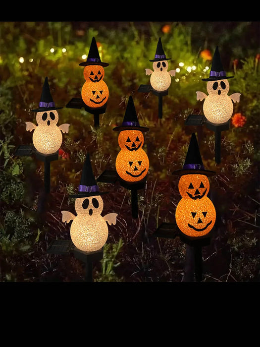 1/2PC 3D Halloween Pumpkin And Ghost Solar Lights Easy Installation Portable Solar Powered Waterproof Landscape Lamp Garden lamp