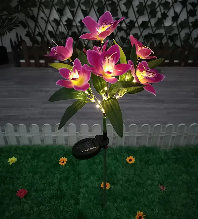 Solar Garden Lights Wild Flower Chrysanthemum Stake Lawn Lamp Waterproof Garden Butterfly  Lamps Yard Art for Home Decoration