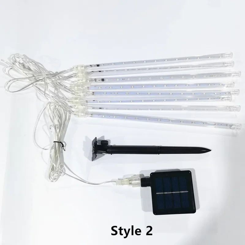 Solar LED String Lights 30CM Meteor Shower Fairy Garland Outdoor Garden Street Lamp Christmas Tree Decorations