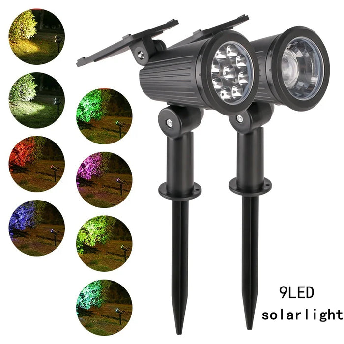 Solar Pathway Lights Outdoor Waterproof Bright Floodlight Garden Rgb Decora Light Led Landscape Spotlights For Yard Fenced