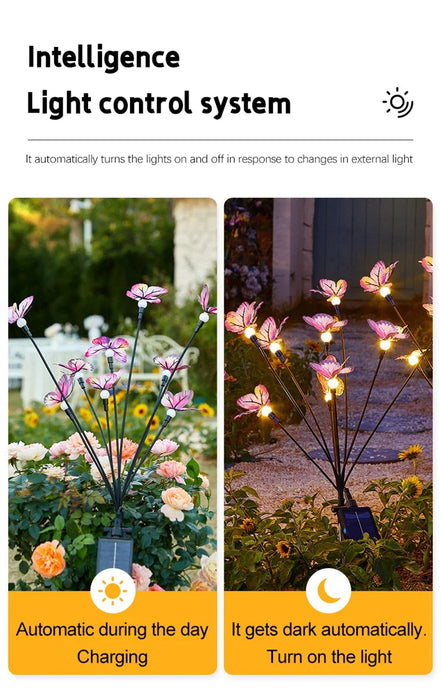 Solar Butterfly LED Fairy Lights Outdoor Waterproof Firefly String Lights For Garden Lawn Yard Decor Wedding Party Warm White
